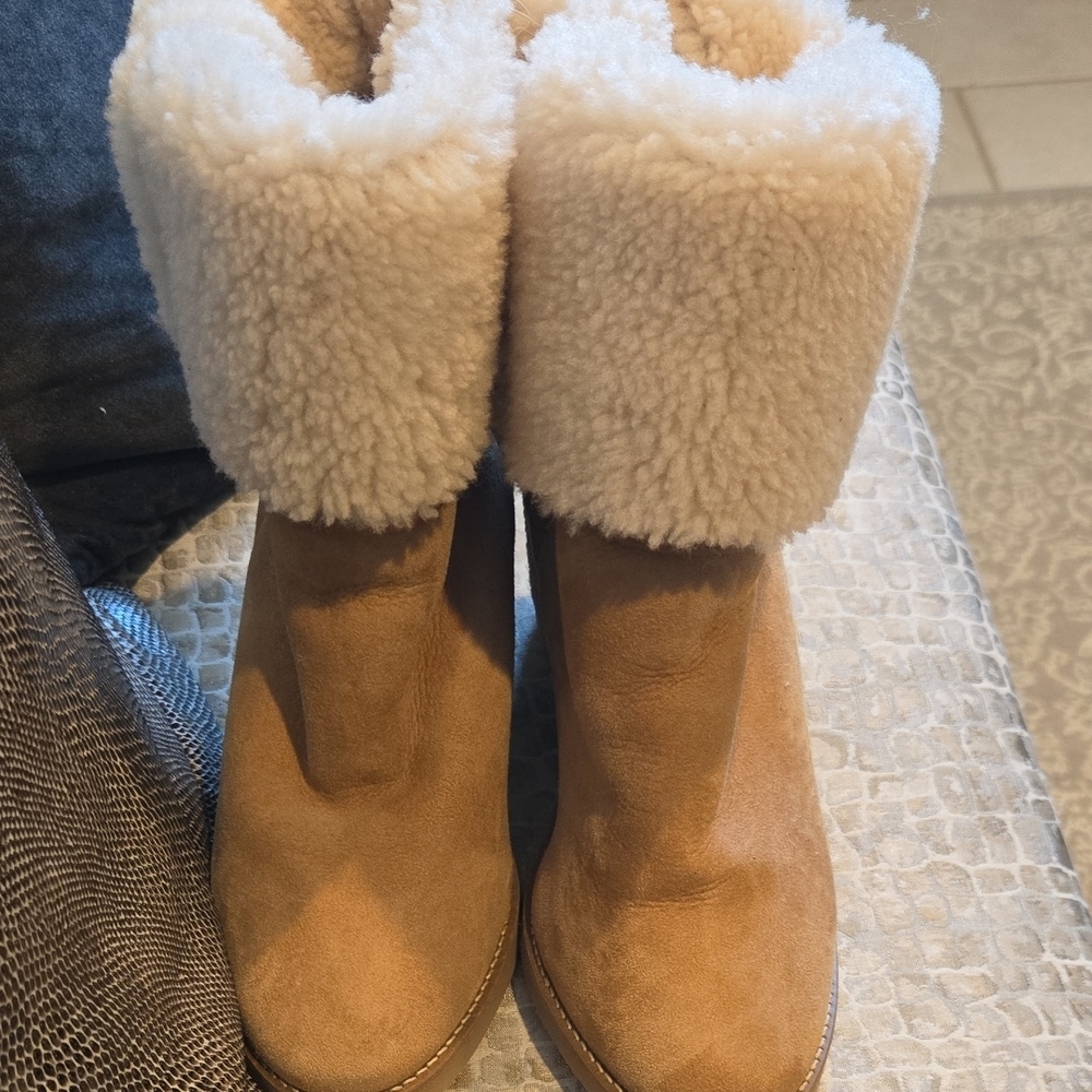 Isabel Marant Tan and Cream Winter Boots with Plush Lining